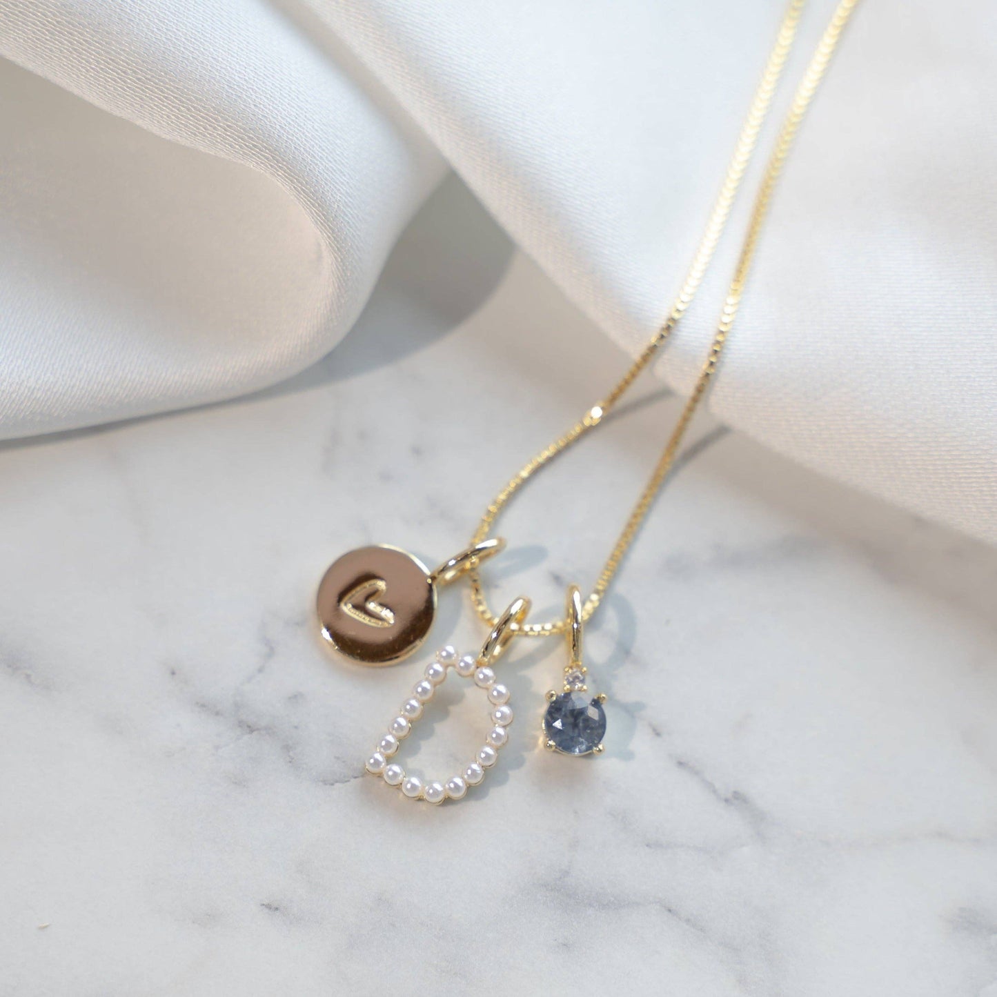 Pearl Initial Charm: Silver / E