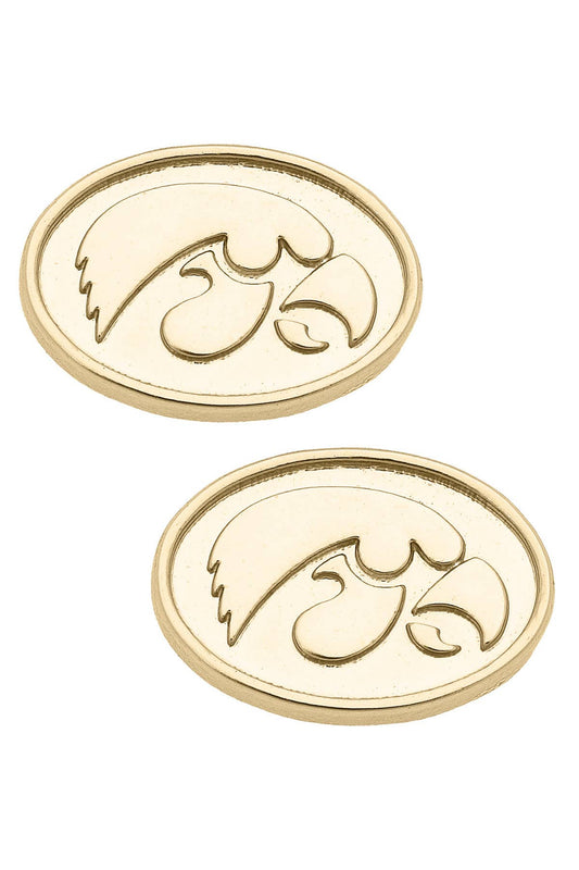Iowa Hawkeyes 24K Gold Plated Stud Earrings