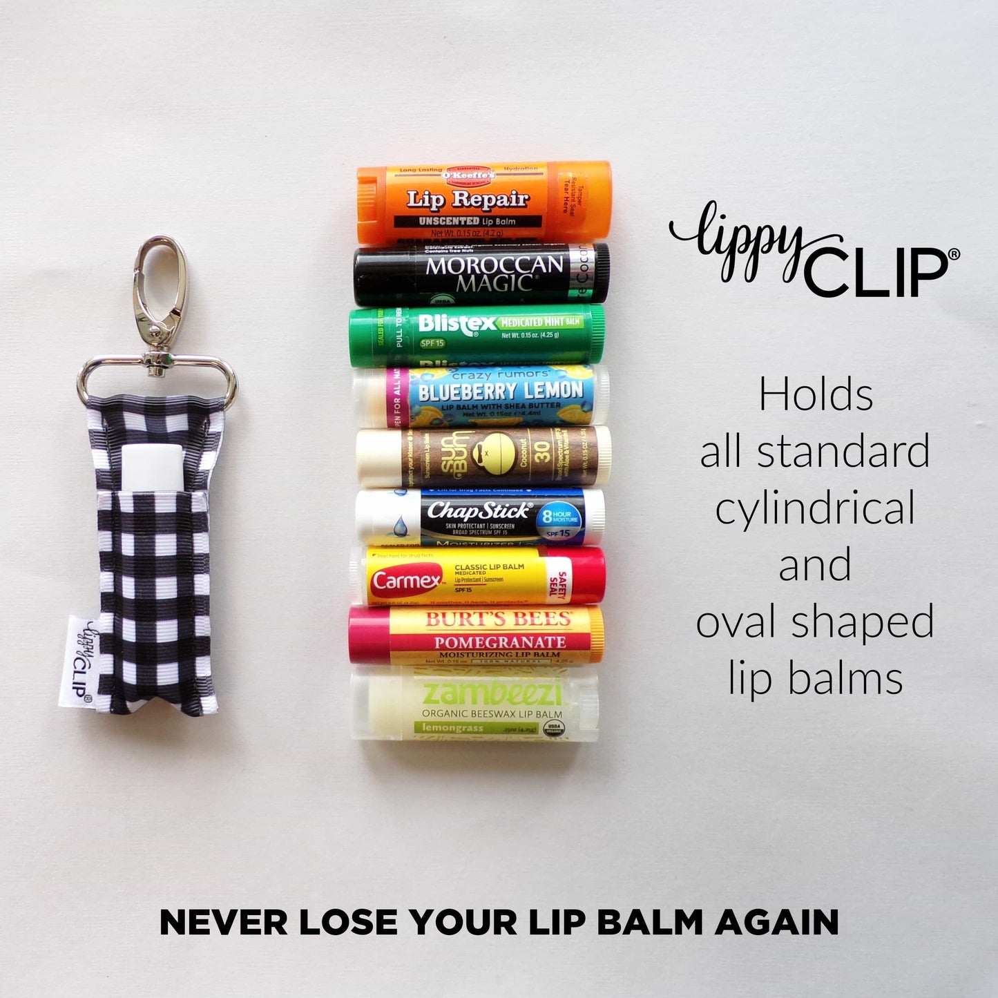 Rainbows on Aqua LippyClip® Lip Balm Holder for Chapstick