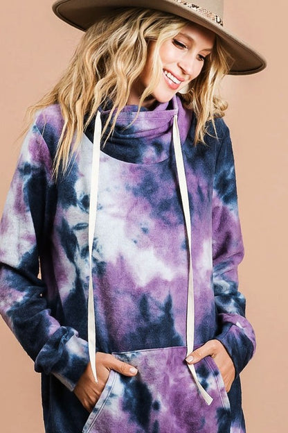 Sky Tie Dye Cowl Neck Sweatshirt