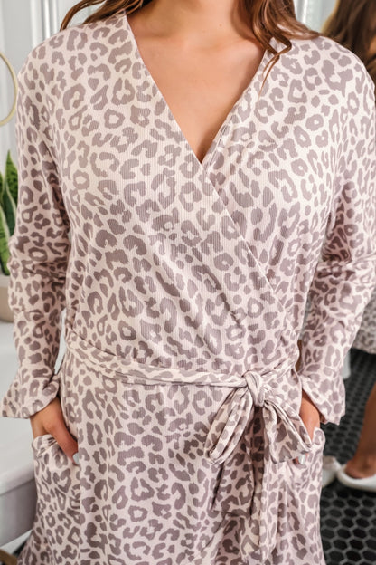 Almost Ready Ribbed Robe- Bella Leopard