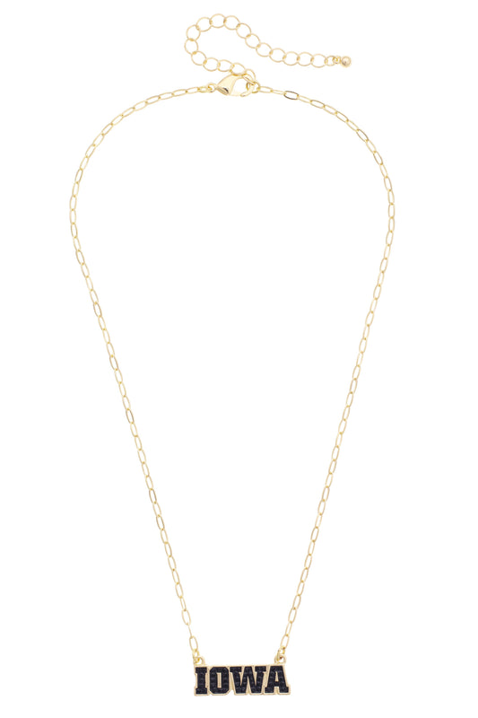 Iowa Hawkeyes Pave Outline Necklace