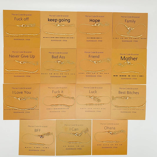 Never give up Handmade Golden Morse Code Bracelet: