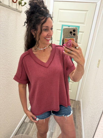 Courtney Corded V neck