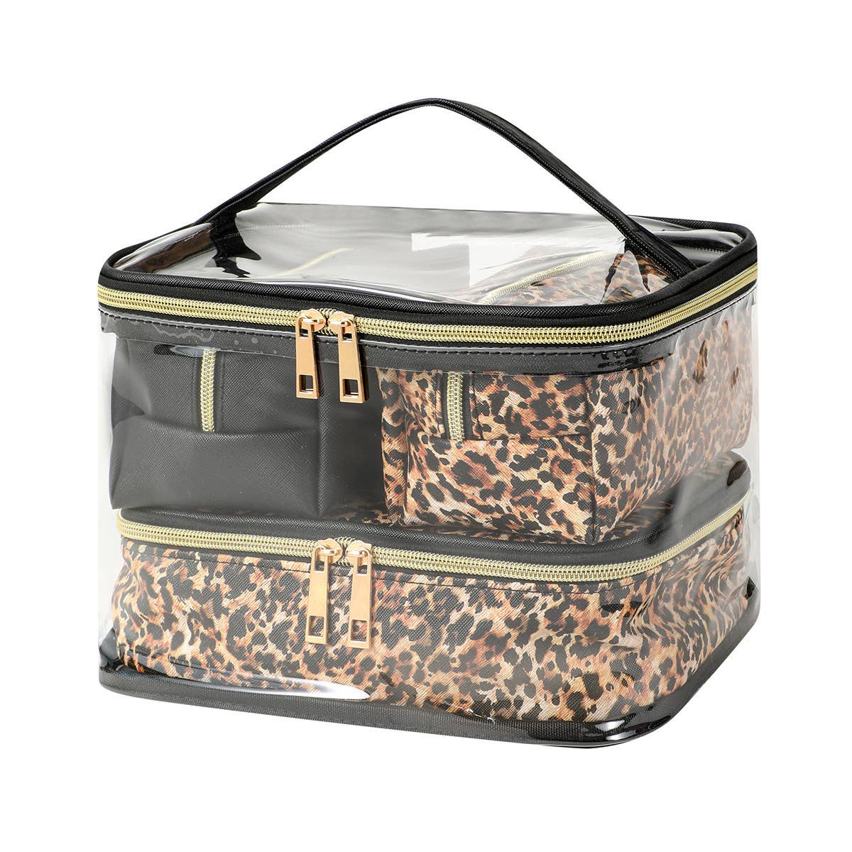 4pc Leopard Black Cosmetic Set