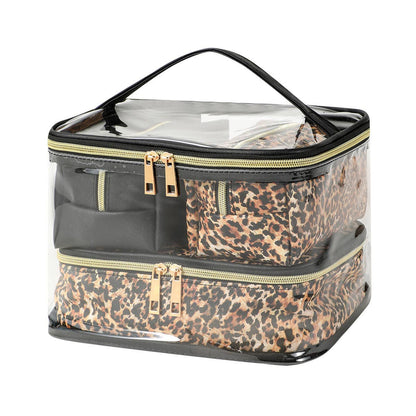 4pc Leopard Black Cosmetic Set