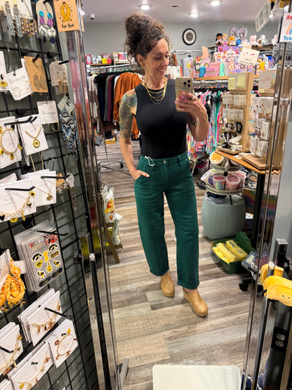 Gwendolyn Green Barrel High Rise Risen Jeans
