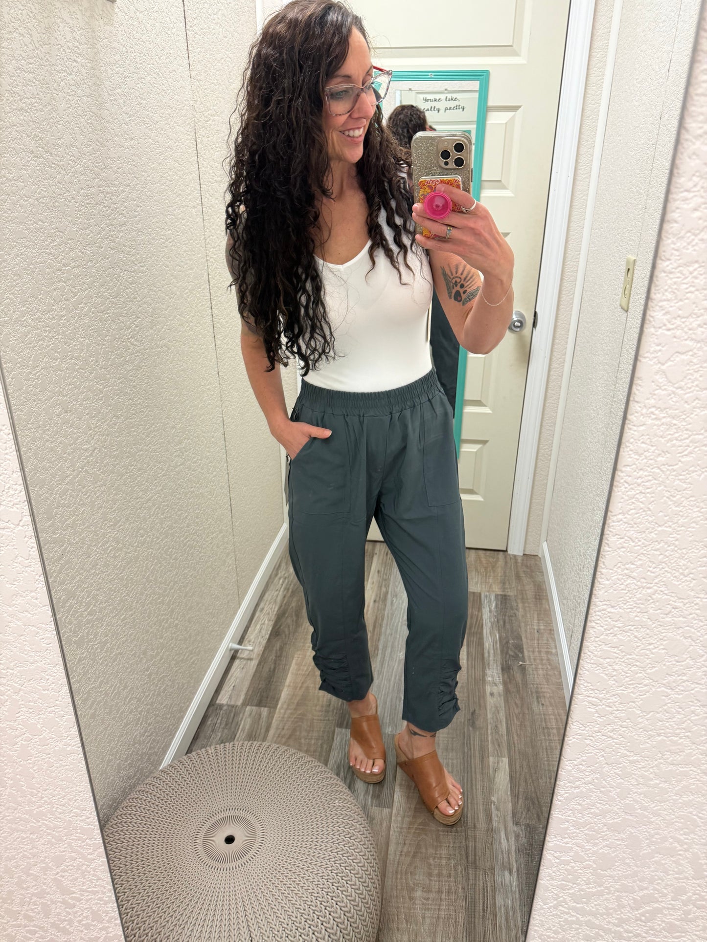 Swishie Swooshie Capris With Side Ruching