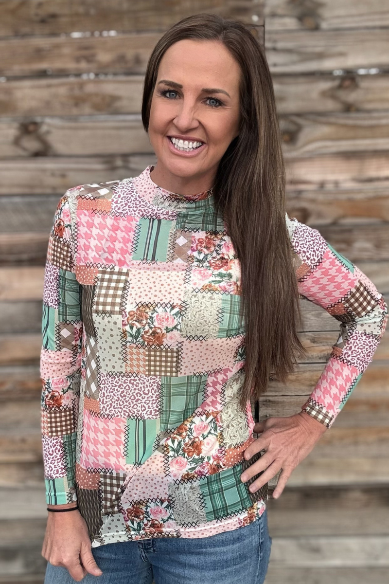 Mosaic Spring Mesh Top