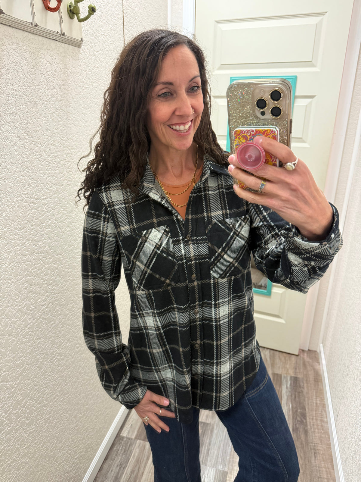 Black Plaid Button Up Flannel