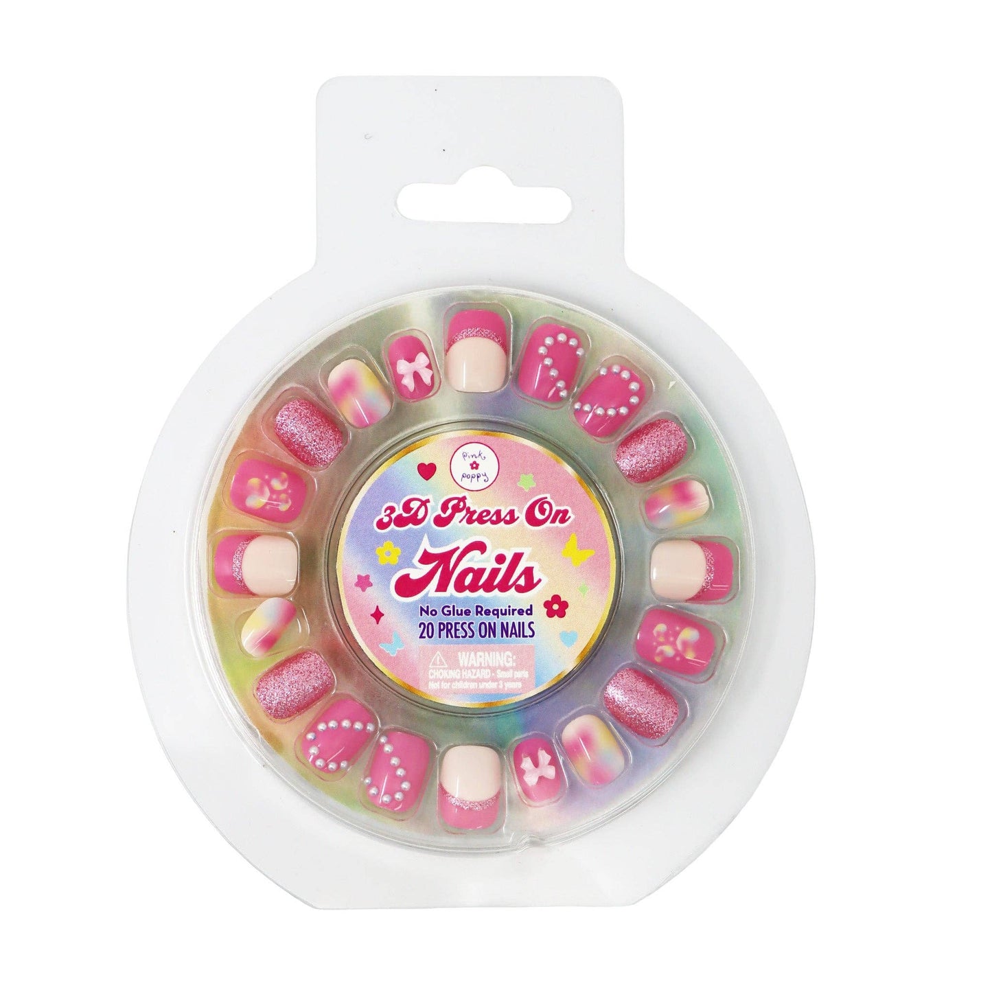 Tween 3D Love Heart Press On Nails
