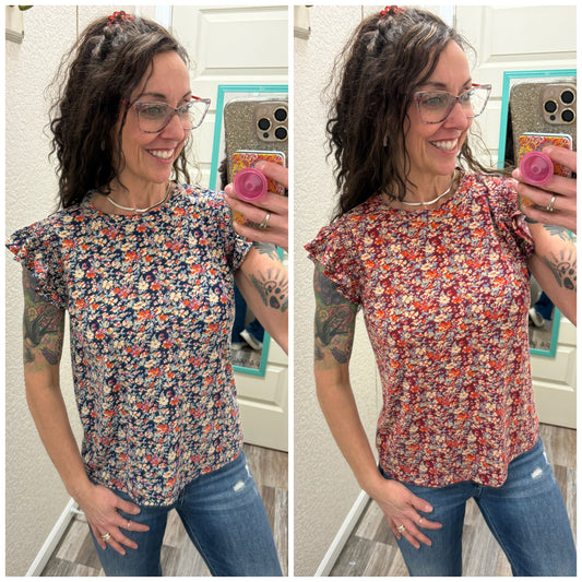 Jersey Smocked Ruffle Top