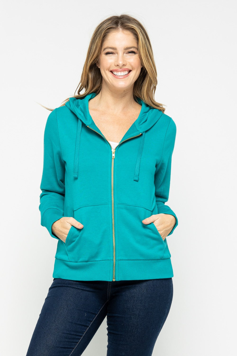 Blaire - Dark Green - Basic Zip Up Hoodie