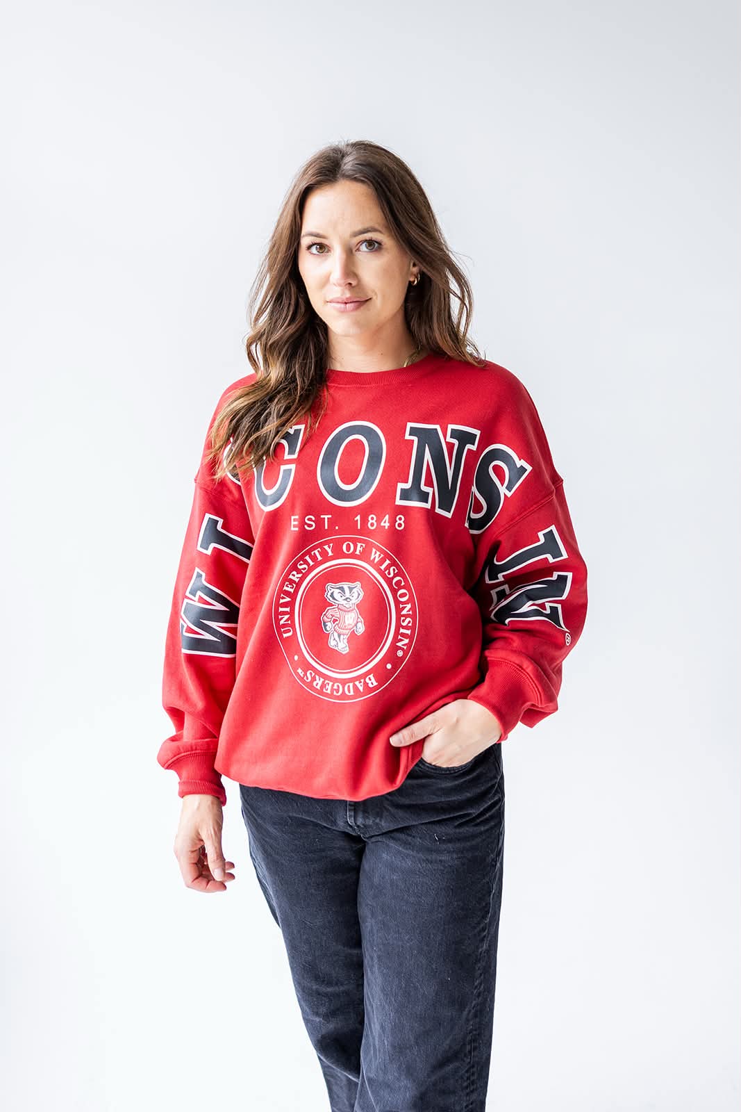 Wisconsin Split Lantern Sleeve Crew Sweatshirt
