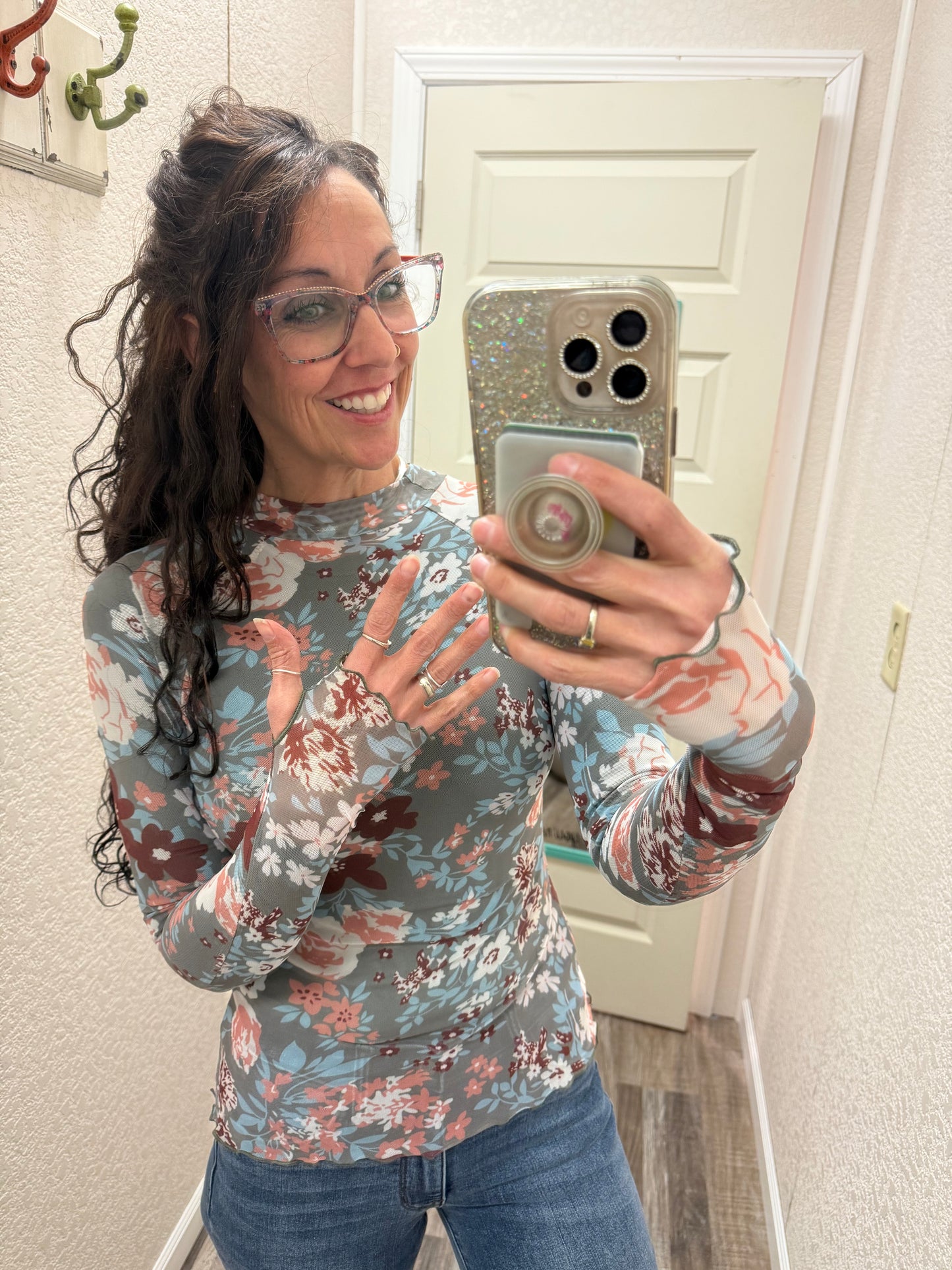 Charming Mesh Top With Thumbholes