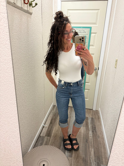 Old Faithful Judy Blue Mid Rise Capri