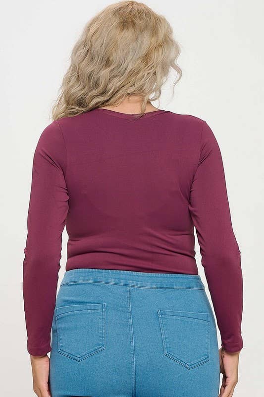 Plus Size Second Skin Seamless Round Neck Long Sleeve Top