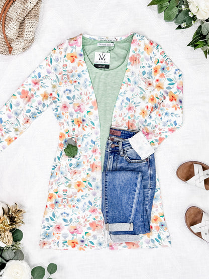 IN STOCK Classic Cardigan - Watercolor Floral