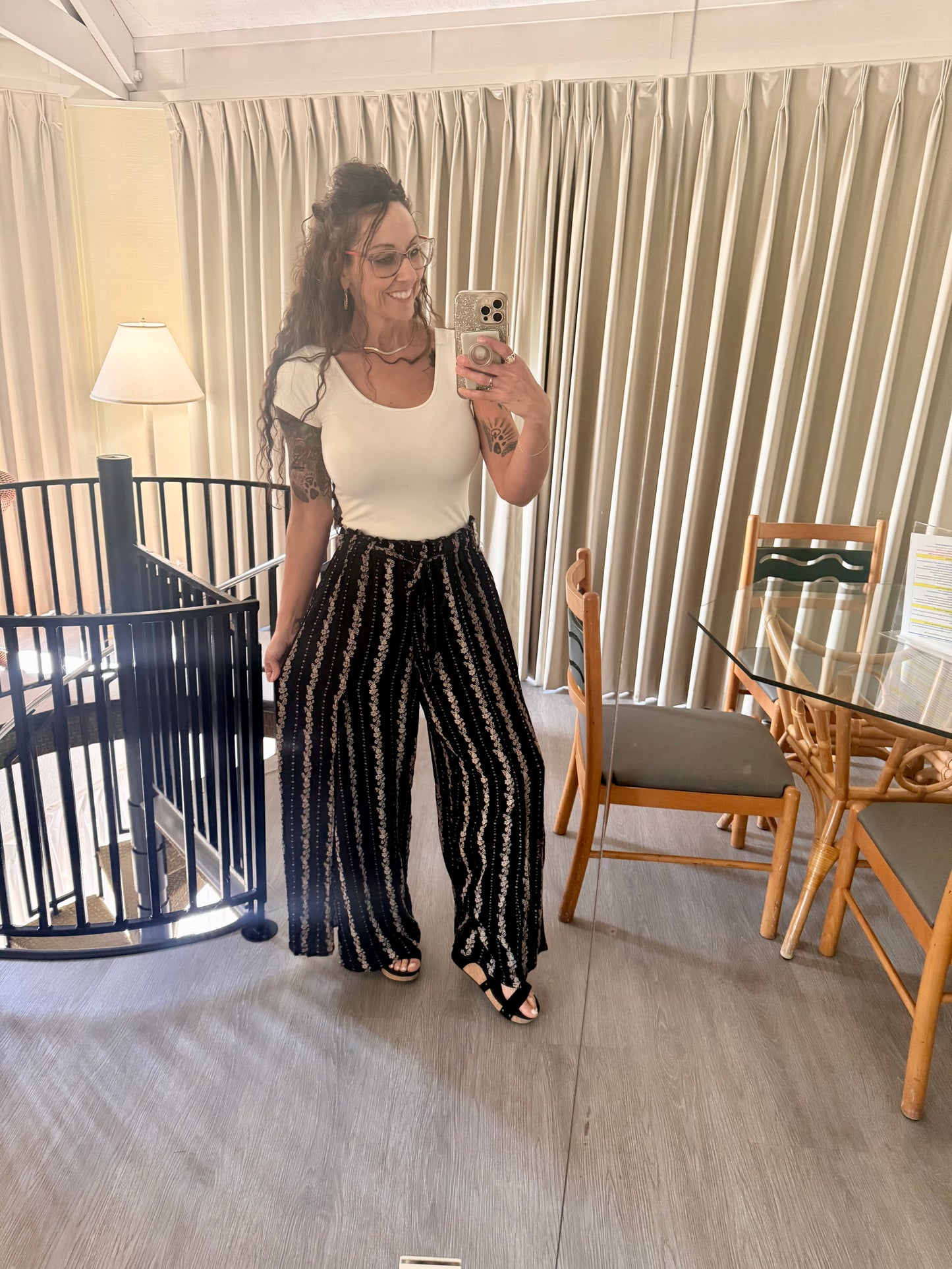 Key Largo Black High Waisted SLIT FRONT WIDE LEG PANTS: BLACK