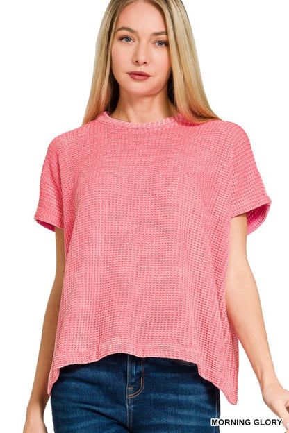 Sally Chenille Waffle Knit Cap Sleeve Top