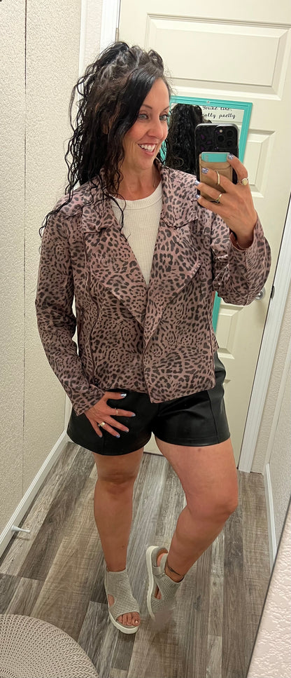 Ryder - Mauve Leopard - Suede Moto Jacket