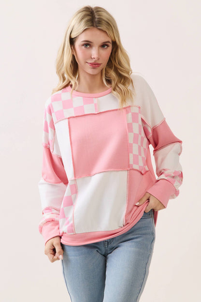 CheckMate Print Patchwork pullover top