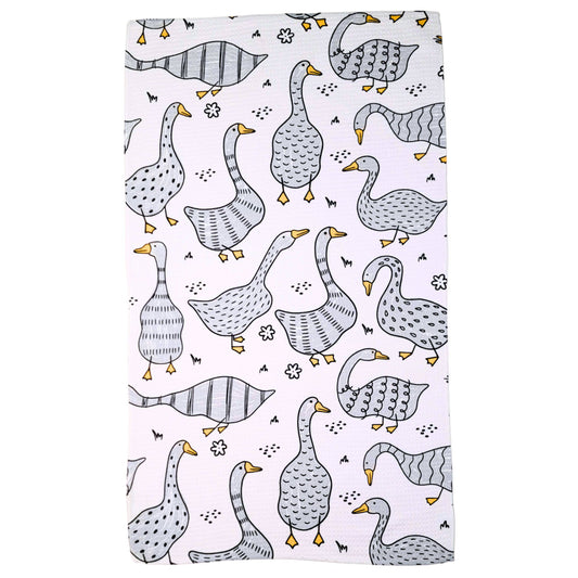 Gray Goose Farmhouse Kitchen Waffle Towels - Summer Decor