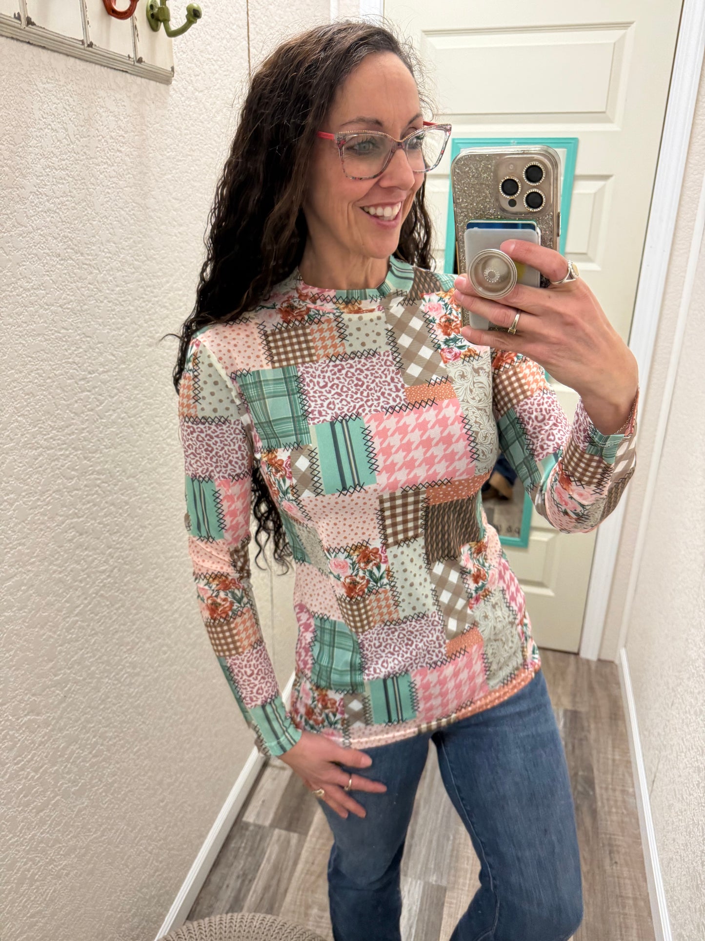 Mosaic Spring Mesh Top