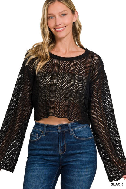 Destiny Cropped Loose Knit Sweater