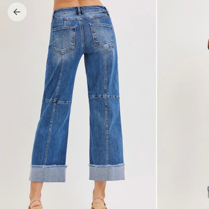 Suzie Q SLOUCHY CROP WIDE SEAM DETAILED JEANS Risen Jeans