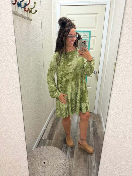 Sea of Green Tie Dye Dress