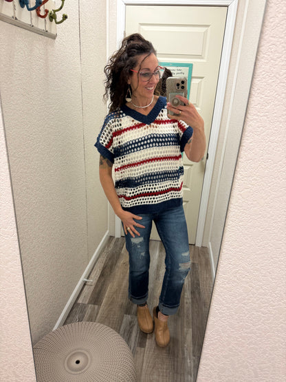 American Stripes Loose Knit Top