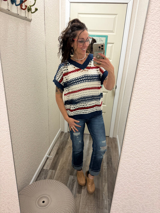 American Stripes Loose Knit Top