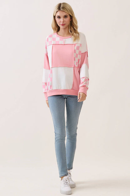 CheckMate Print Patchwork pullover top