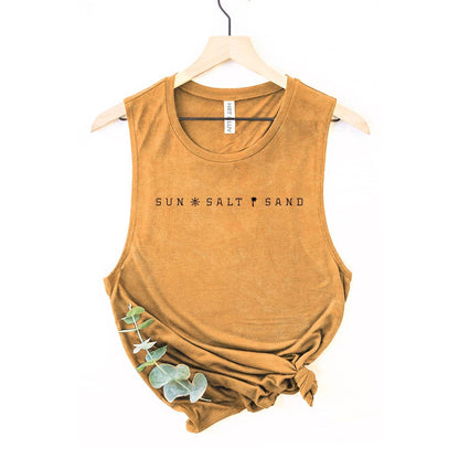 SUN SALT SAND GRAPHIC TANK TOP: Mineral Mustard