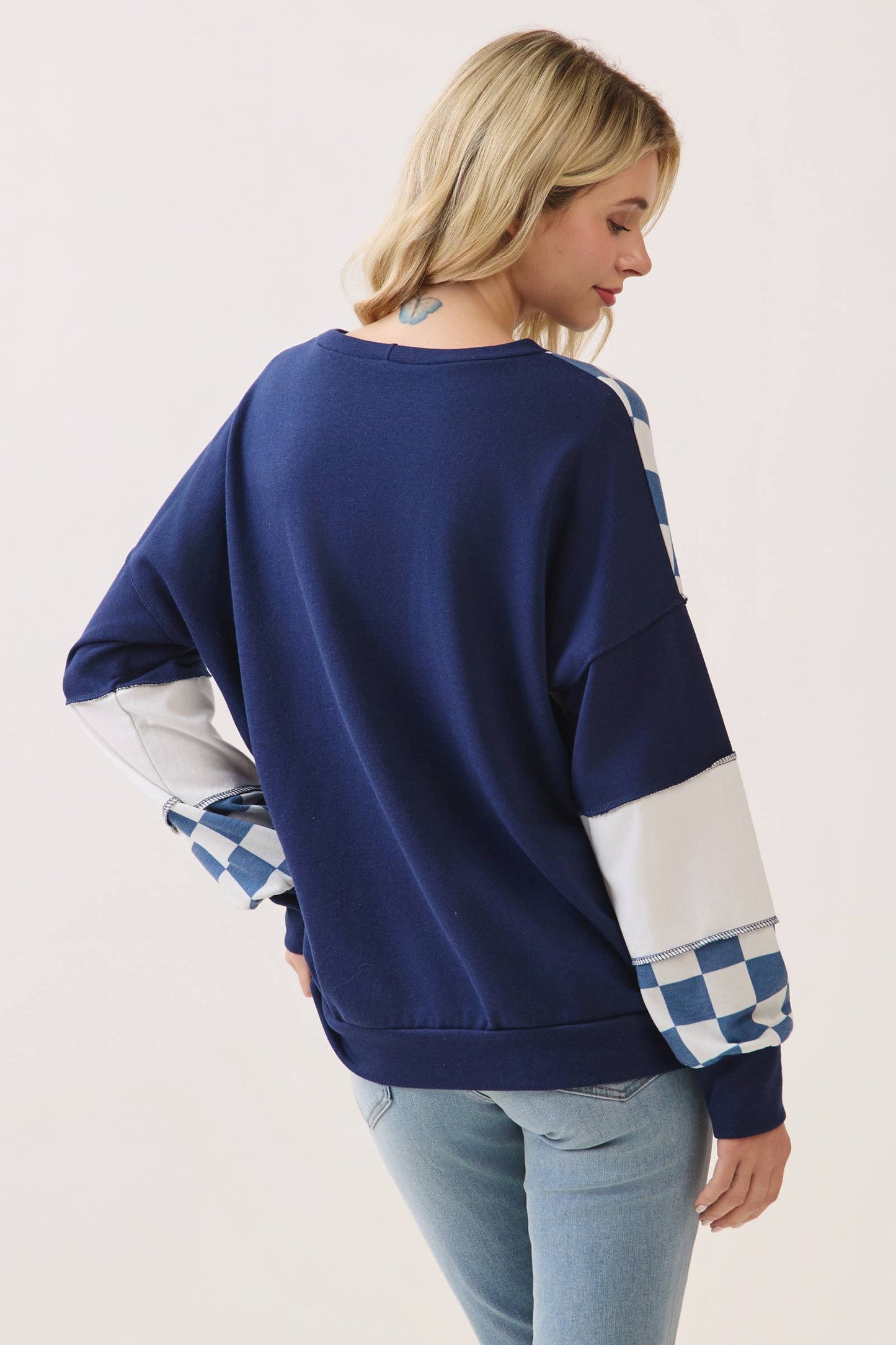 CheckMate Print Patchwork pullover top