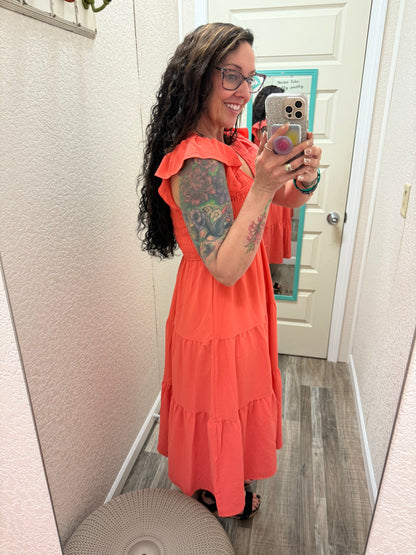 Flutter Sleeve Maxi Dress