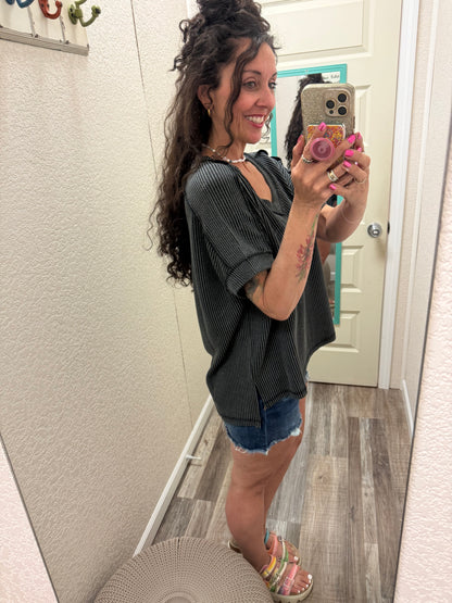 Courtney Corded V neck