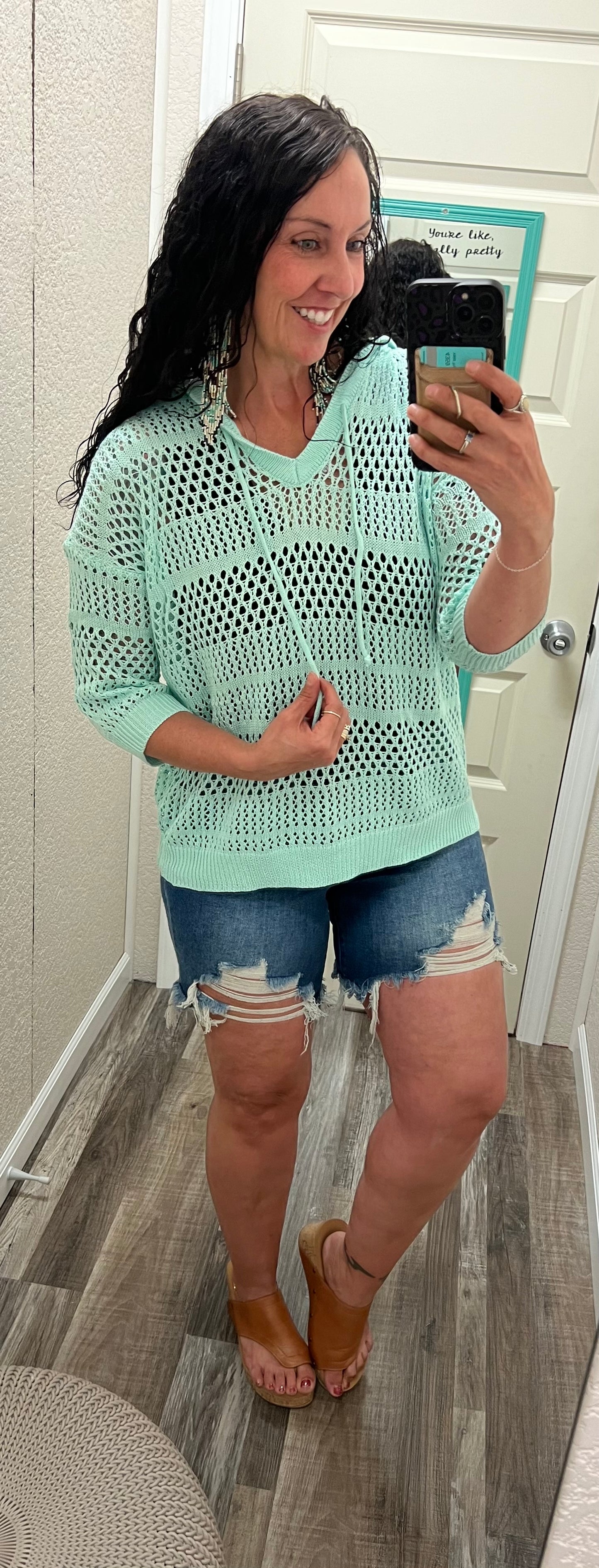 Penny - V Neck Crochet Hooded Coverup