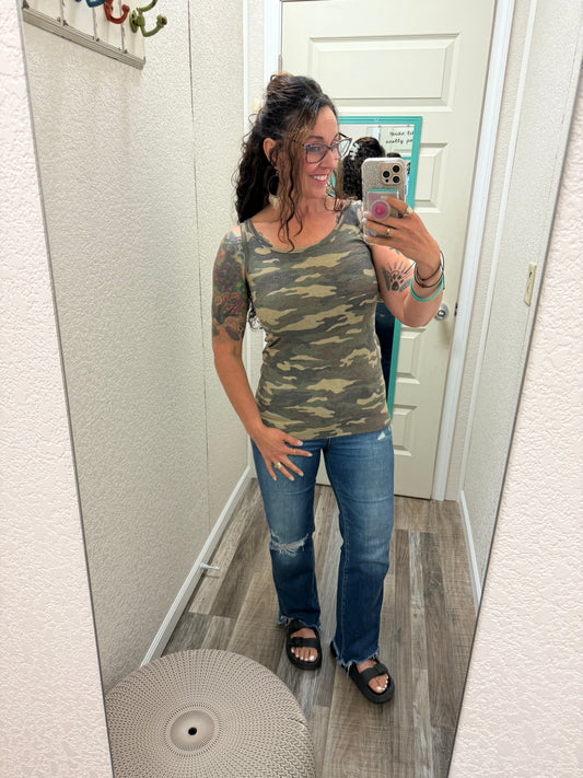 Army Camo Ribbed Tank Top