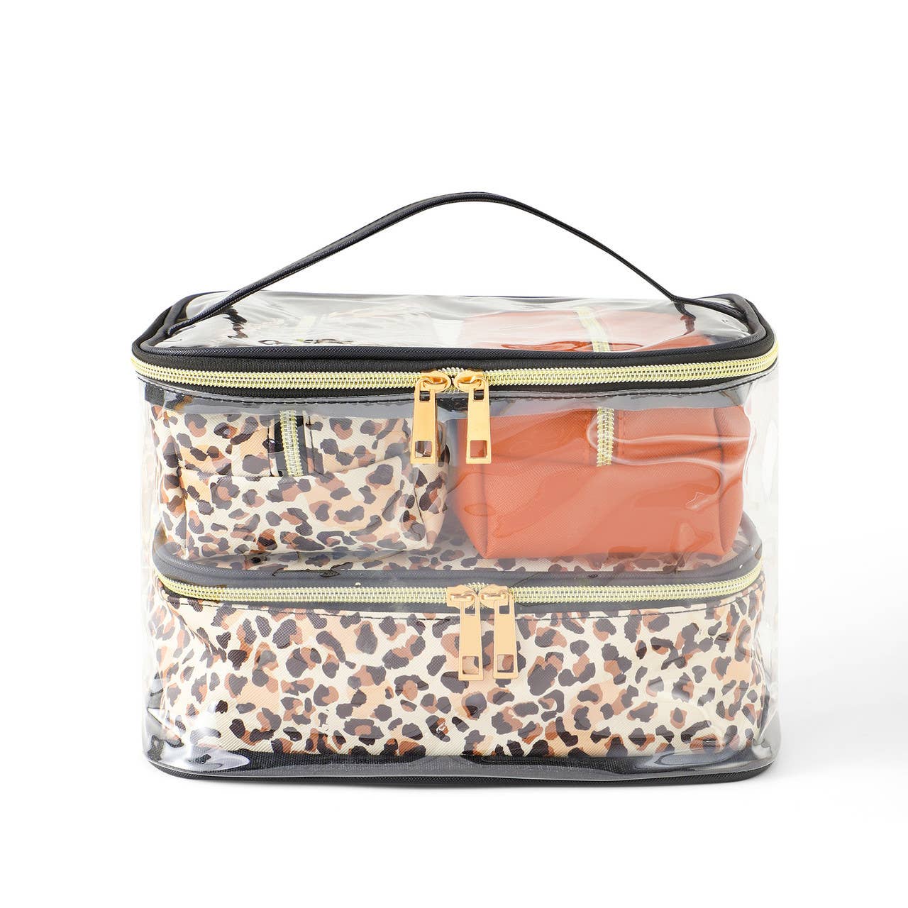 4pc Leopard Brown Cosmetic Set