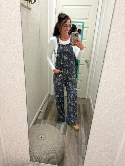 Fate Floral Ribbed Overalls