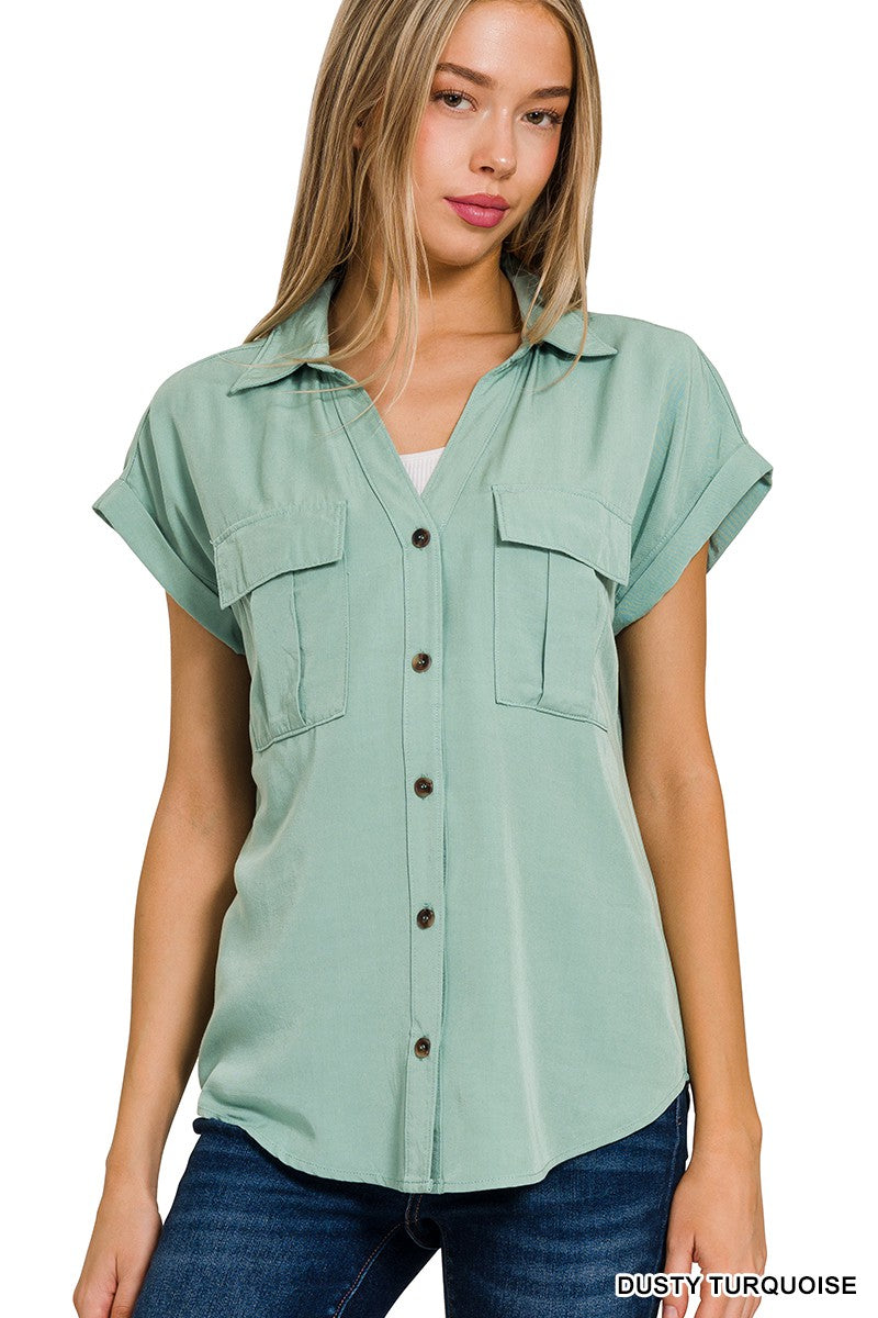 Jackie - V-Neck button up top