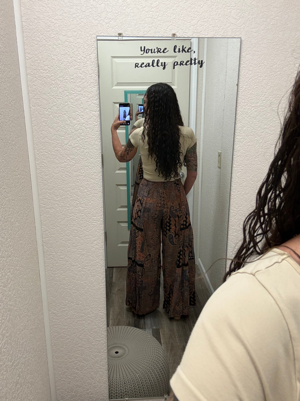 Bermuda WIDE LEG PANTS WITH LACE INSERTS