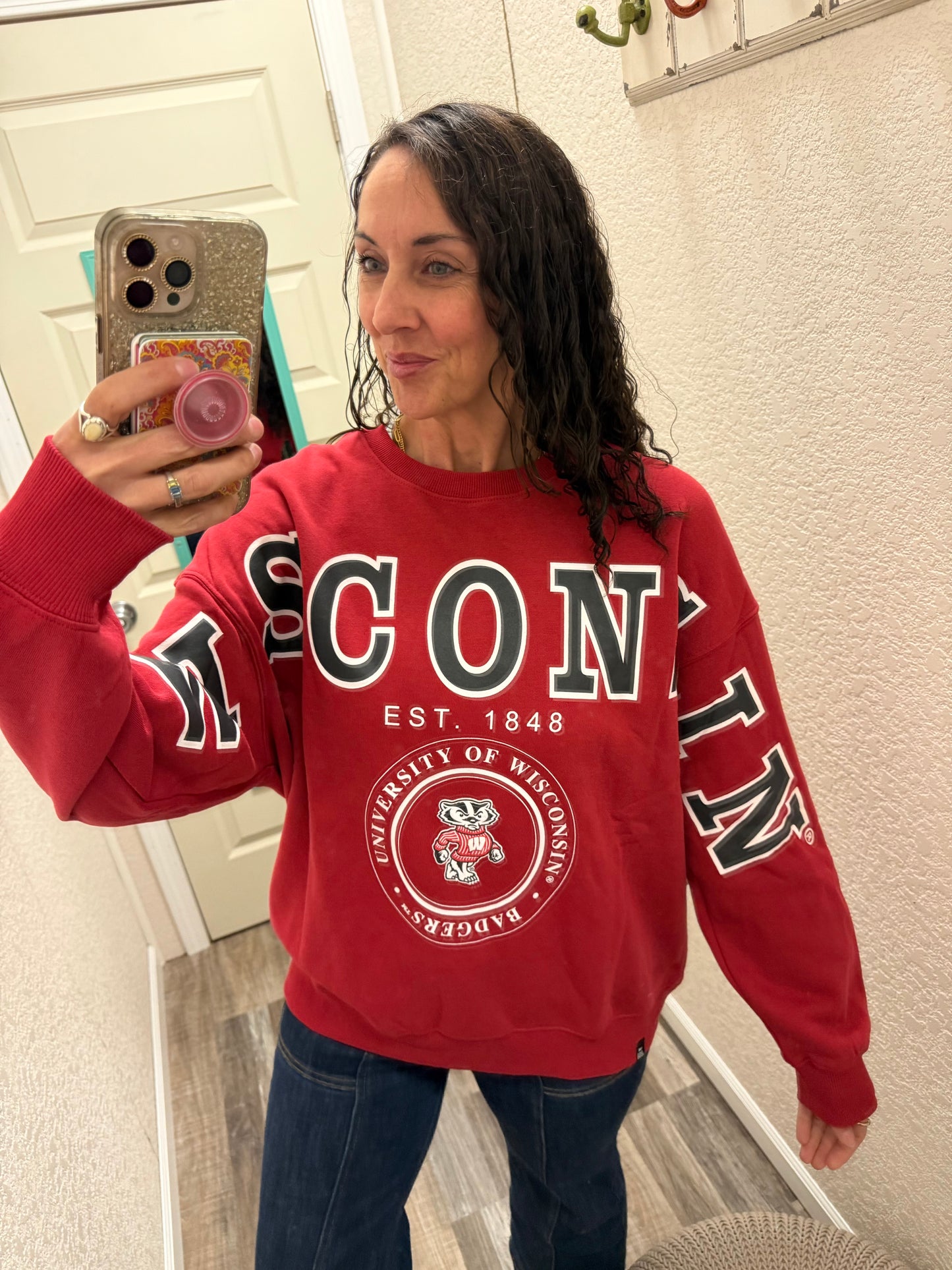 Wisconsin Split Lantern Sleeve Crew Sweatshirt