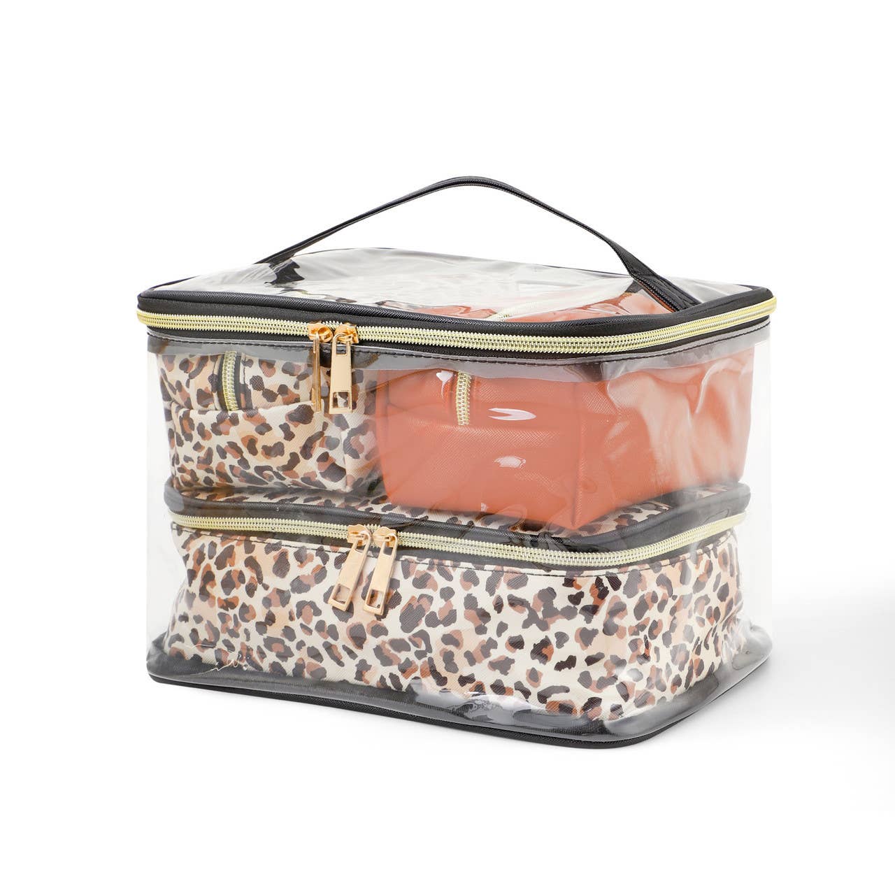 4pc Leopard Brown Cosmetic Set
