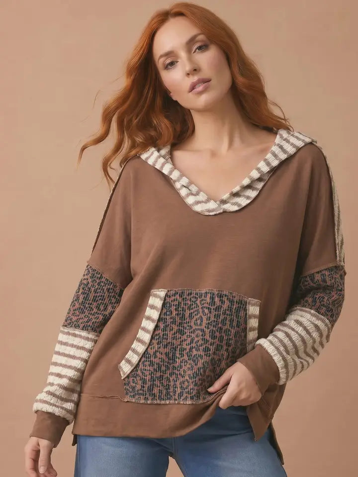 Lucky Leopard Print Hoodie with Kangaroo Pocket