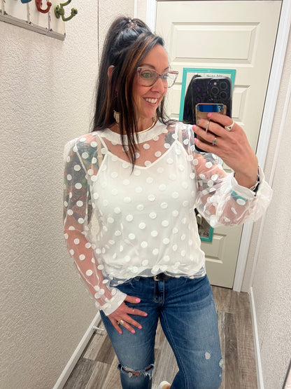 Page Polka dot Mesh top with Cami