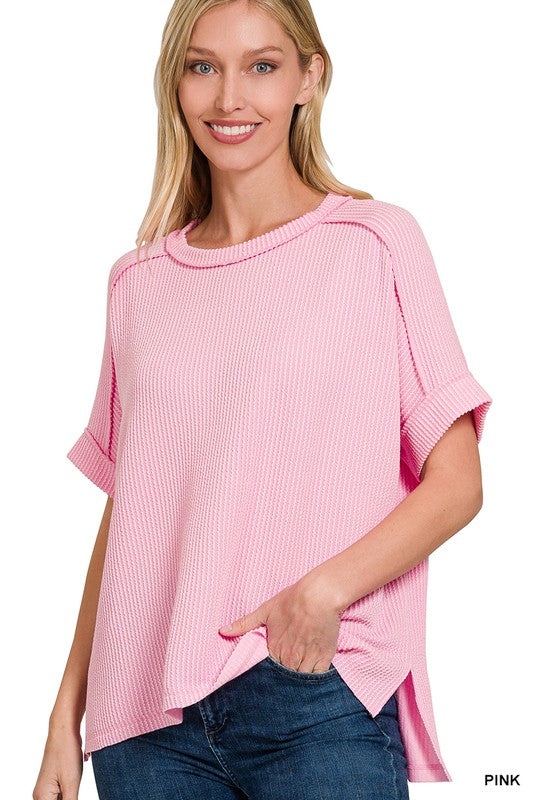 Spring Forward Corded Ribbed Top