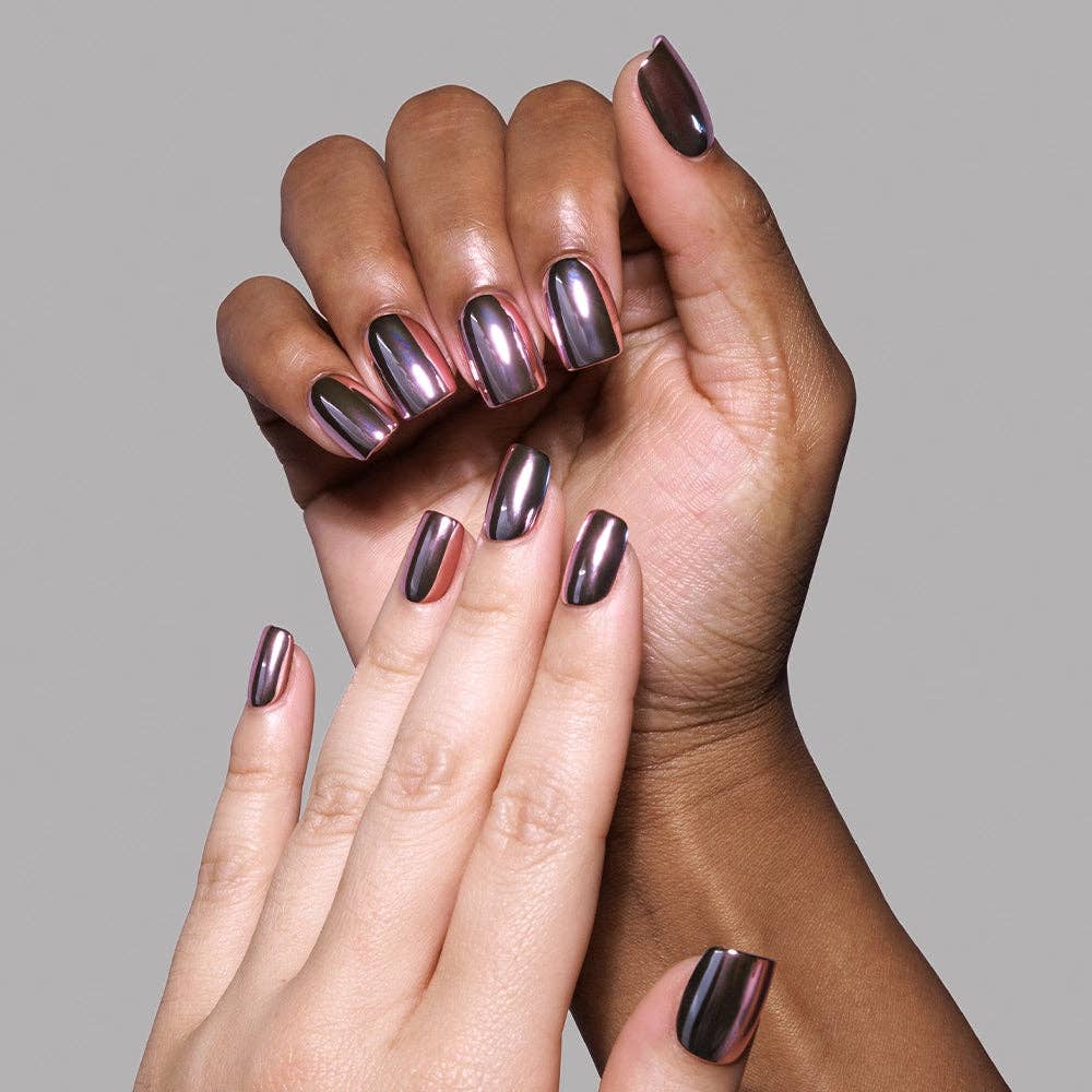 Metallic Blush Press-On Nails | Metallic Chrome Blush Nails